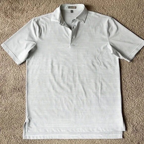 Peter Millar Crown Sport Summer Comfort White Black Stripe Polo Golf Shirt (B3) - Picture 1 of 8
